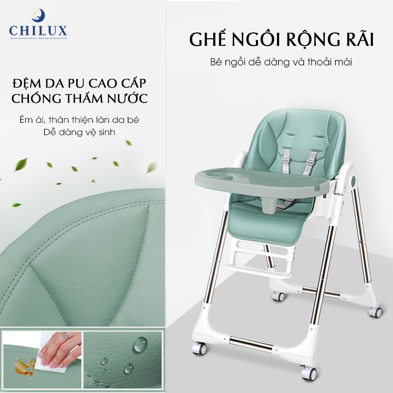 Ghế ăn dặm cho bé Chilux Grow S - đa nấc ngã - nâng hạ độ cao có thể gấp gọn