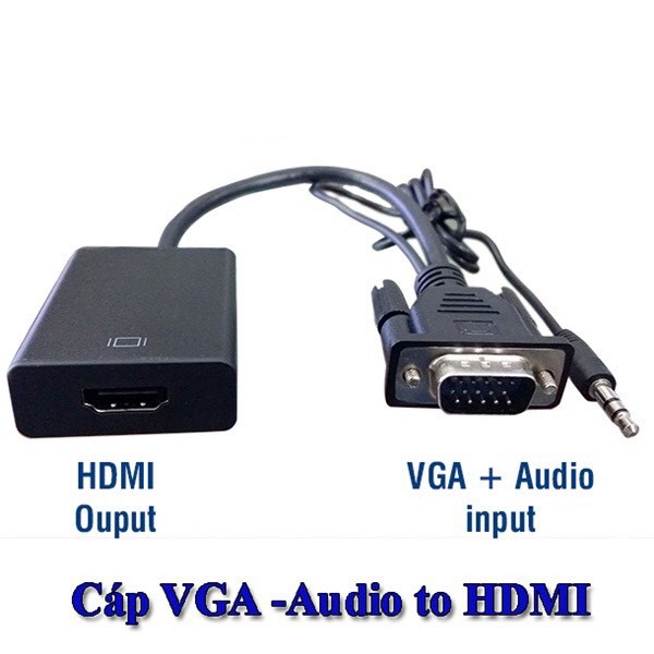 CHÍNH HÃNG  cáp chuyển đổi VGA sang HDMI Có Audio - Hàng chất lượng - VGA TO HDMI