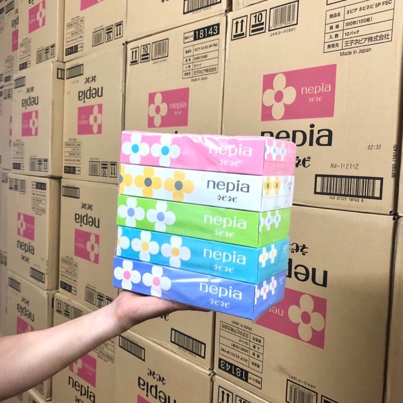 Sét 5 Hộp Giấy Ăn Nipea Cao Cấp 150 Tờ 2 Lớp Nội Địa Nhật