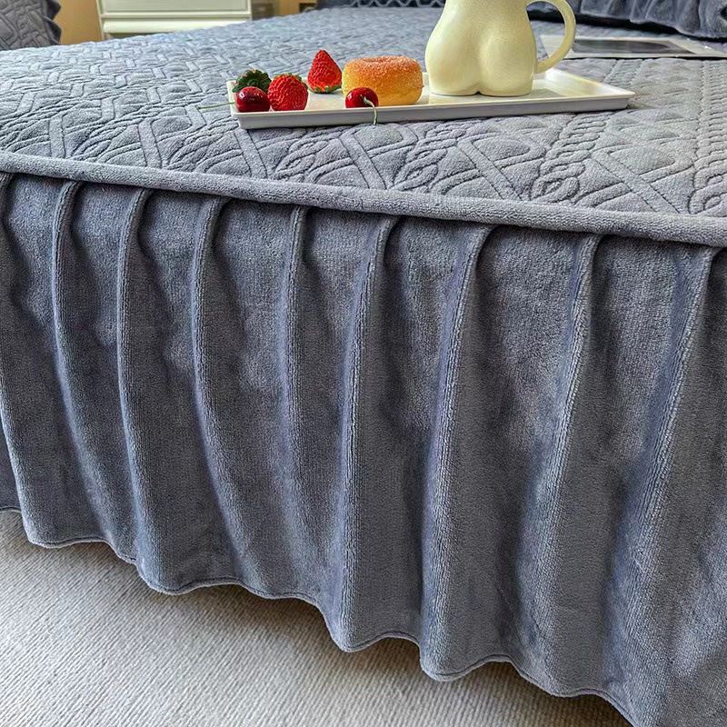 Ga gối trần phủ bánh bèo nỉ nhung cao cấp, thảm trải giường nỉ nhung phủ trần bông 3 lớp dày dặn cho mùa đông ấm áp uy t