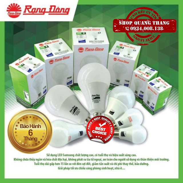 Bóng đèn LED Rạng Đông tròn 3W 5W 7W 9W 12W 15W 20 30W