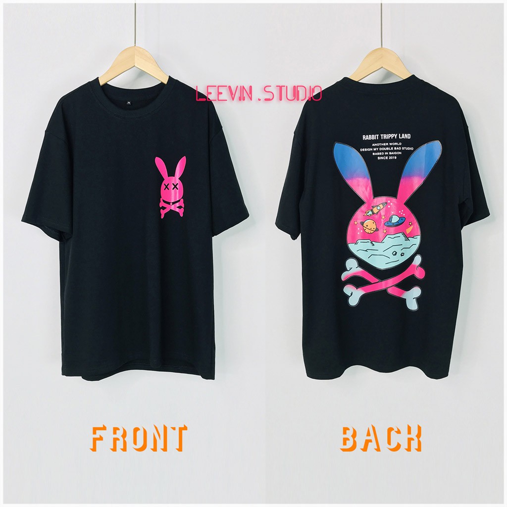 Áo Thun Form Rộng Bad Rabbit TRIPPY LAND Unisex Nam Nữ - Áo phông tay lỡ form dài giấu quần - [TE-BR01] Leevin Store