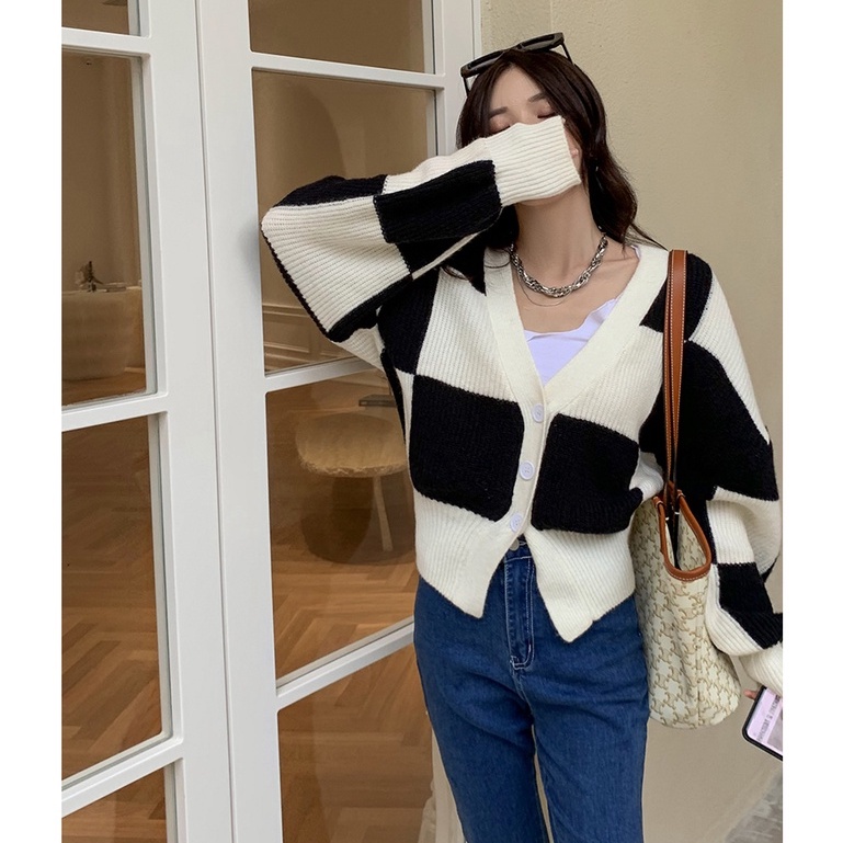 Xiaozhainv Áo khoác cardigan tay dài cổ chữ V dáng rộng phong cách Hàn Quốc xinh xắn cho nữ | BigBuy360 - bigbuy360.vn