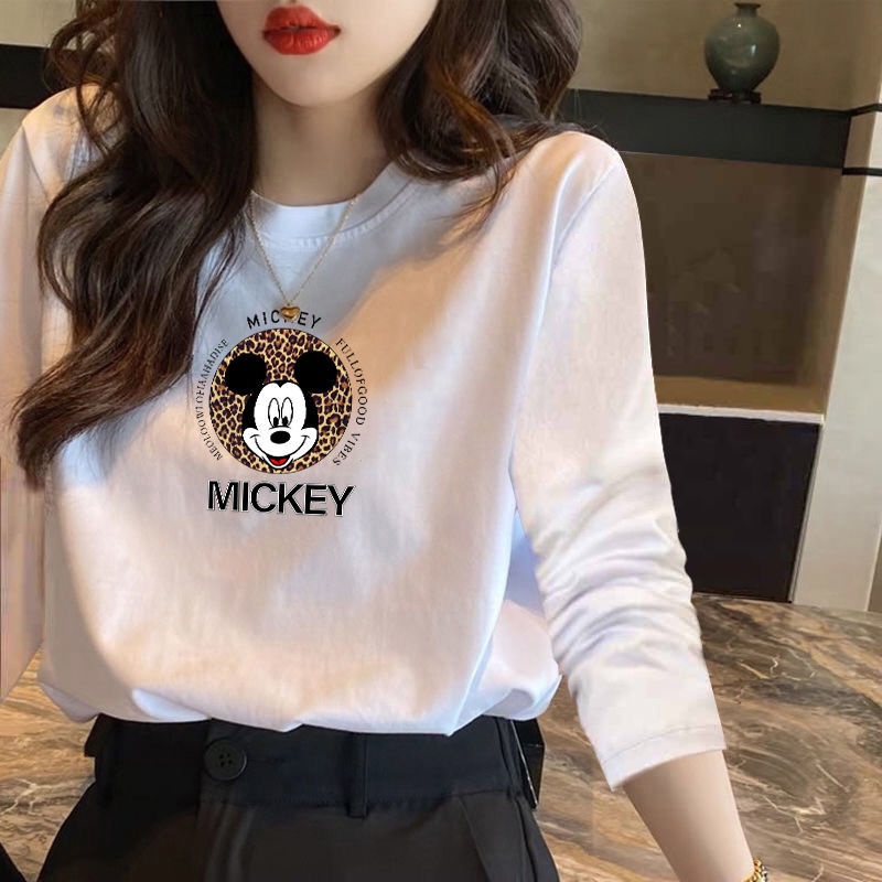 Áo Thun Cotton Trắng Tay Dài Dáng Rộng Thời Trang Mùa Xuân Mới 2022