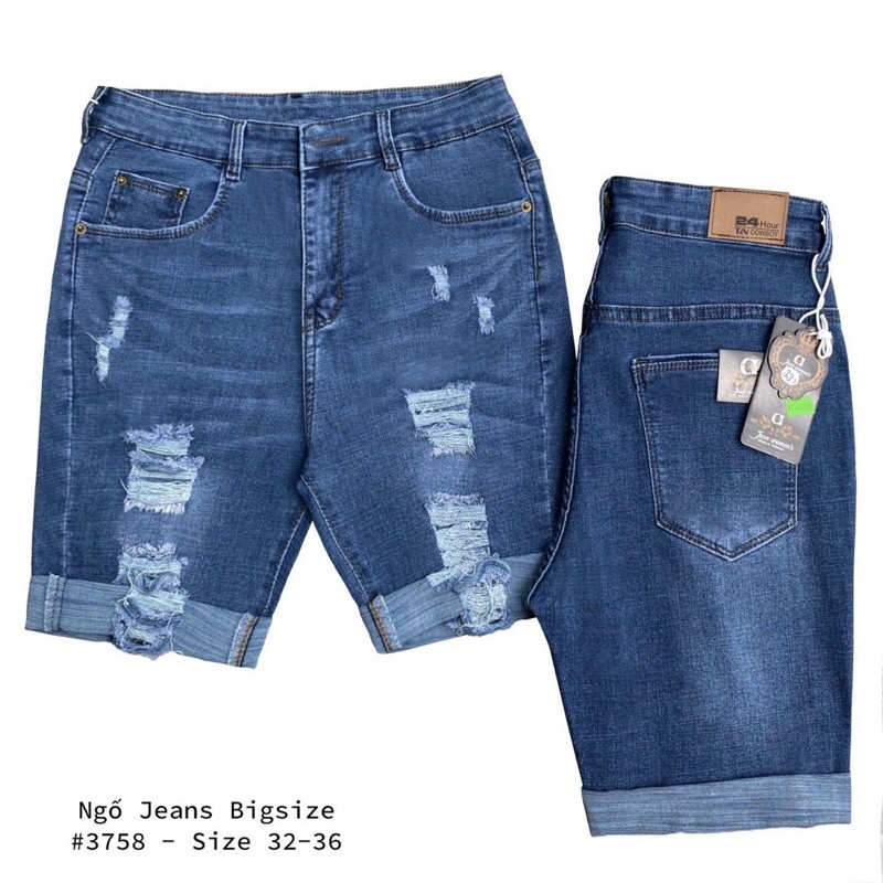Quần ngố jean rách giãn Bigsize