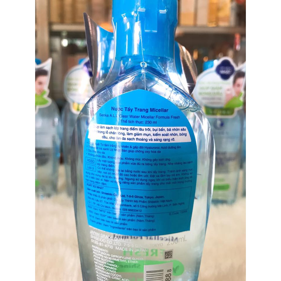 (230ml SX Nhật Bản) Nước tẩy trang Micellar Senka ALL Clear Water Fresh chính hãng cty