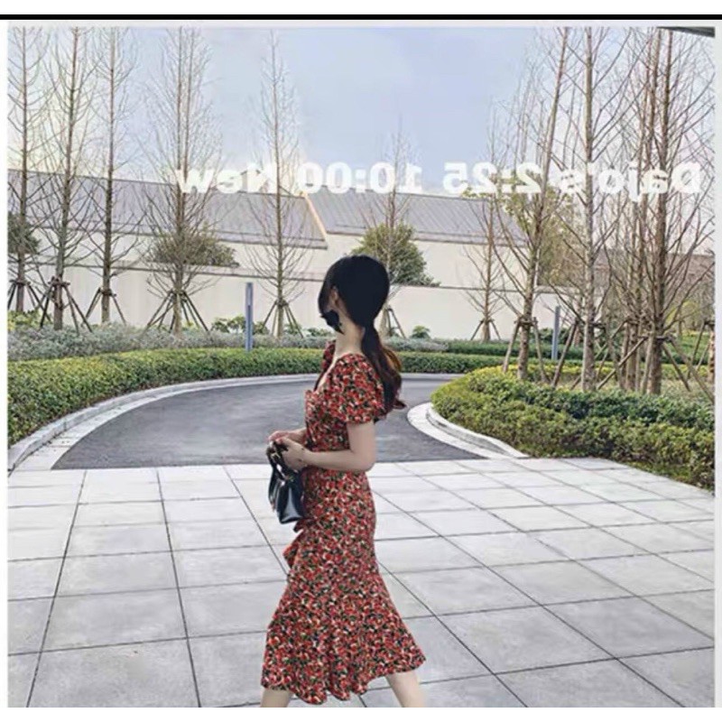 ĐẦM MIDI HOA ĐUÔI CÁ