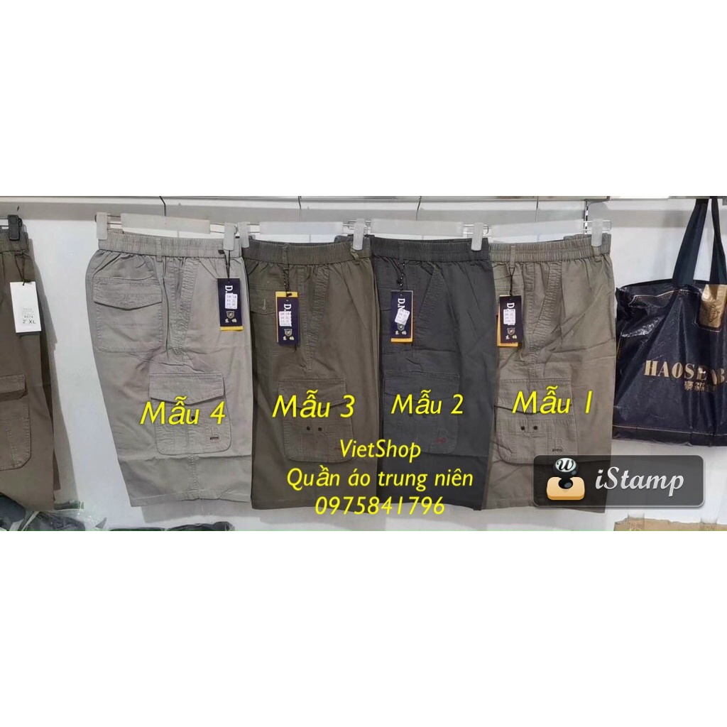 Quần ngố kaki túi hộp nam trung niên chất mềm mát có size 95kg