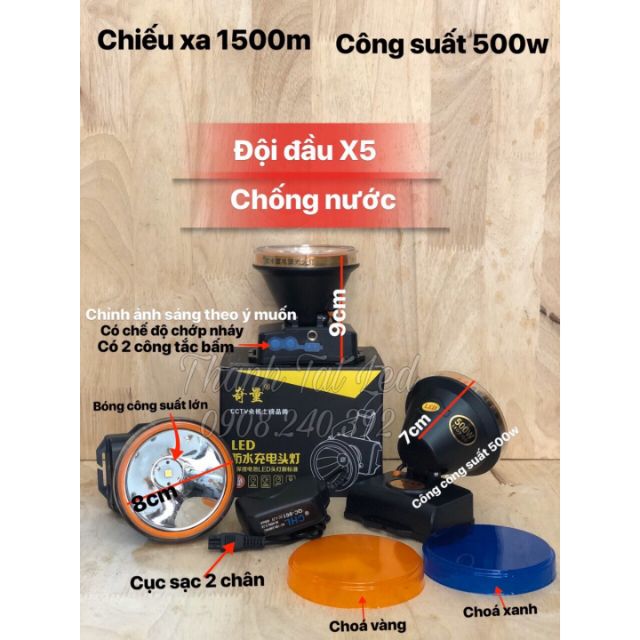 Đèn Đội Đầu X5 Siêu Sáng 3 Chế Độ Công Suất Lớn 500W