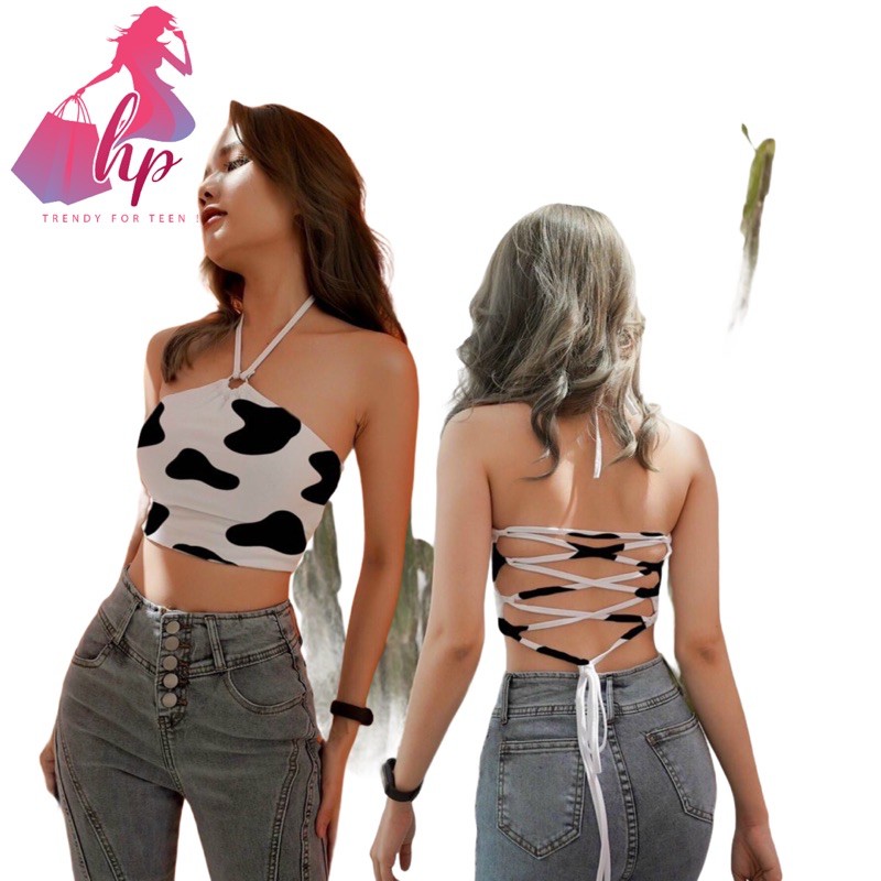 áo yếm hở lưng đan dây có mút ngực bò sữa trend 2021
