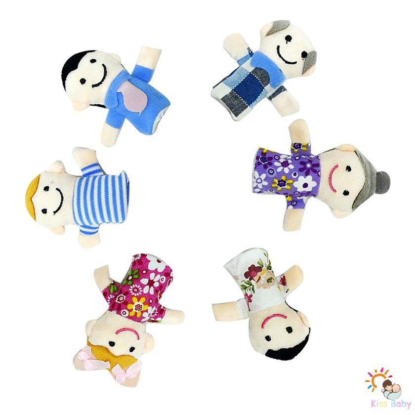 1pc Story Finger Puppets 6 People Family Members Kids Early Educational Toy