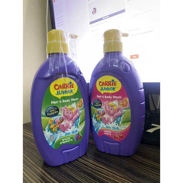 Sữa tắm gội toàn thân cho bé Carrie Junior 700g chính hãng + voi bông cao cấp xinh xắn