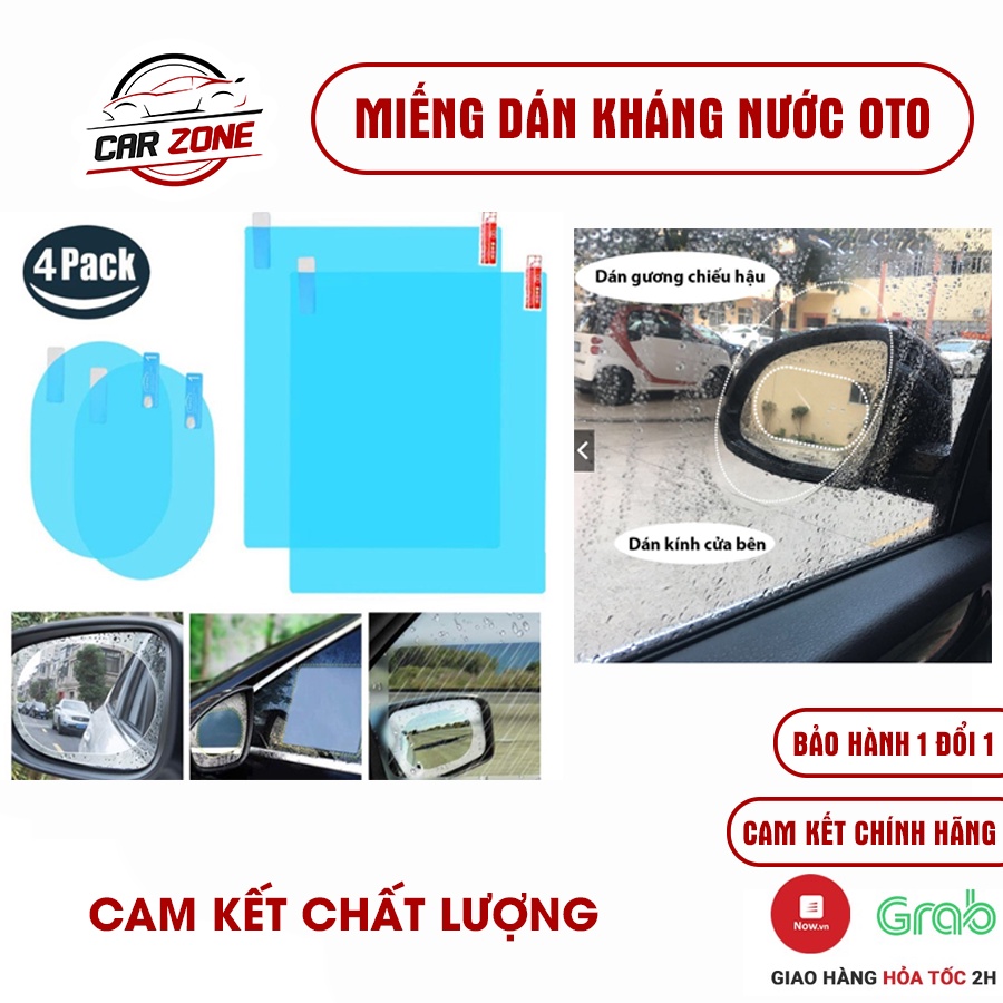 Miếng dán chống nước gương chiếu hậu ô tô, bộ 2 miếng dán chống mờ kính gương xe ô tô