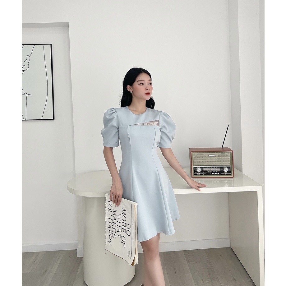 BBSTORE'S Đầm Xoè Dự Tiệc Phối Ren Sang Trọng -D943