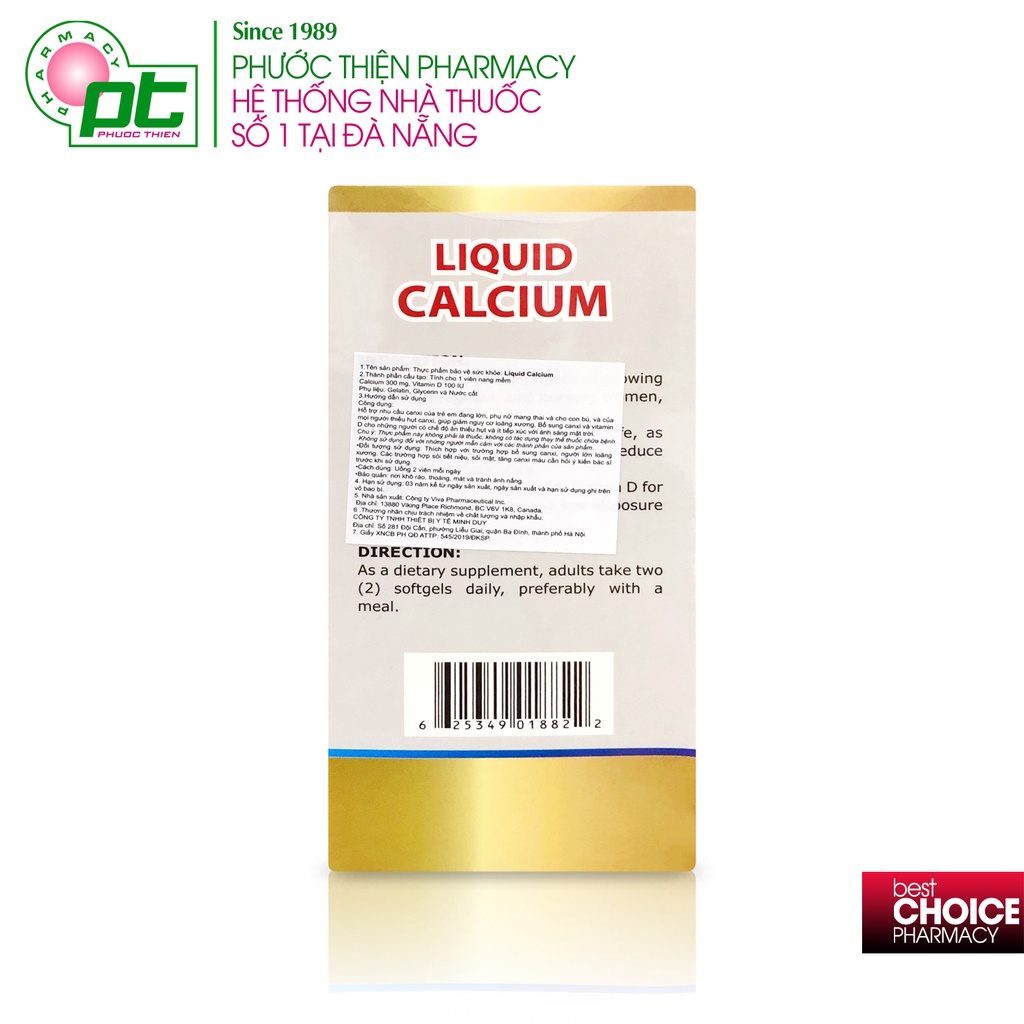 Liquid Calcium Botania Viên Uống Bổ Sung Canxi D3 Lọ 80 Viên