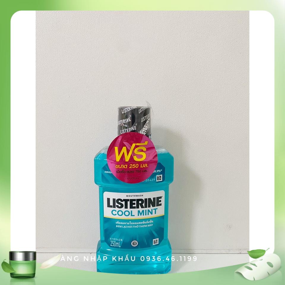 Nước súc miệng diệt khuẩn giữ hơi thở thơm mát Listerine Cool Mint 250ml/chai Thái lan