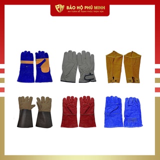 Găng tay da bảo hộ dày dặn hàn chống nóng, chống cháy dùng trong công nghiệp - Đồ bảo hộ lao động Phú Minh