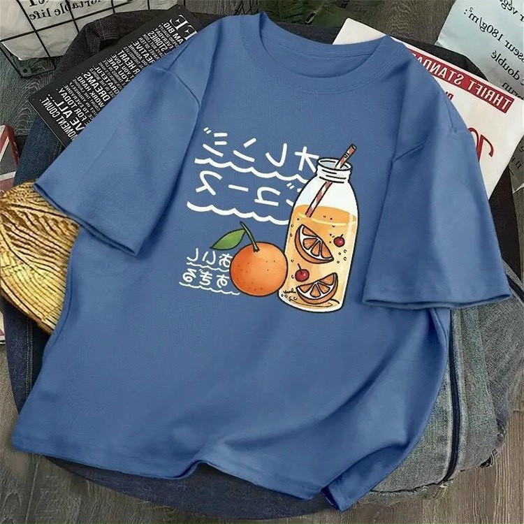 áo thun tay lỡ phom rộng in hình nổi  LY NƯỚC CAM TRẺ TRUNG NĂNG ĐỘNG GIẢI NHIỆT unisex from từ 40-70kg | BigBuy360 - bigbuy360.vn