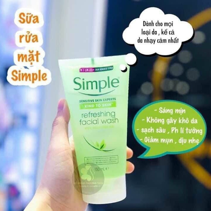 Sữa Rửa Mặt Simple Kind To Skin Refreshing Facial Wash Gel 150ml