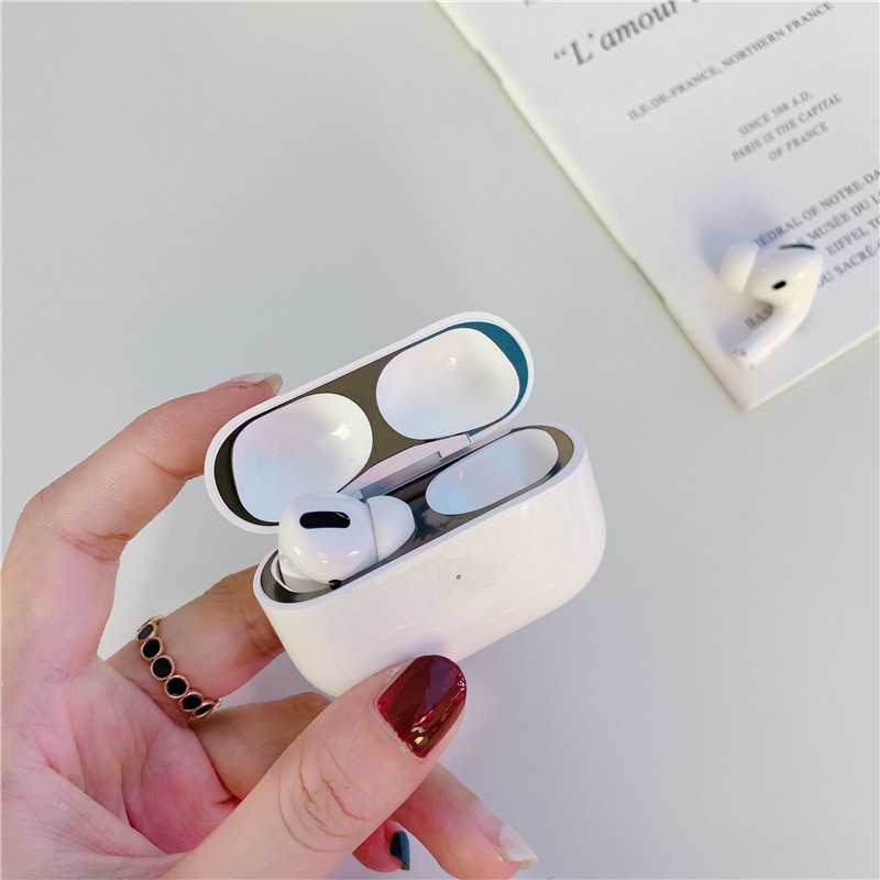 Dán decal kim loại 18K chống bụi AirPods PRO