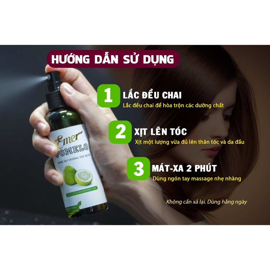 Dưỡng Tóc Tinh Dầu Bưởi Pomelo 100ml, trị rụng tóc, kích thích mọc tóc con.