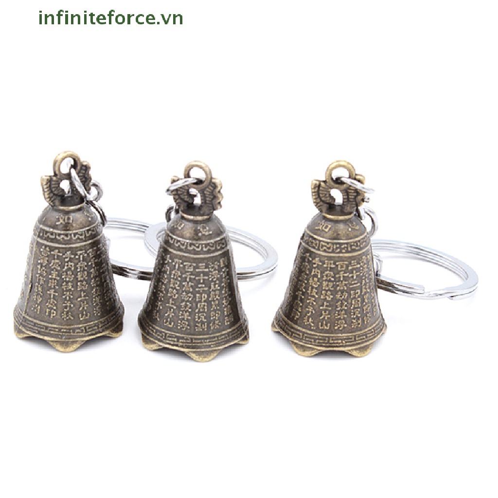 Chuông Phong Thủy Mini Điêu Khắc Hình Phật Cầu Nguyện Trung Hoa Cổ Điển