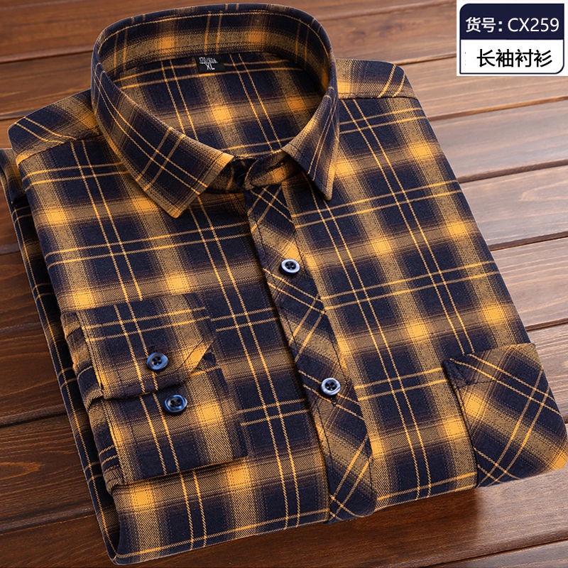 Plus Áo Sơ Mi cotton Tay Dài Thời Trang Xuân Thu Dành Cho Nam 1 inch