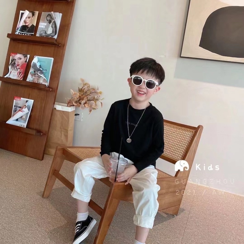 Áo Thun Dài Tay Cho Bé Trai Bé Gái Hoạ Tiết THE HOUSE KIDS Chữ