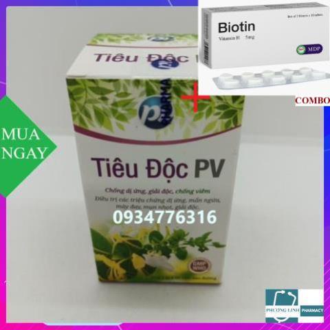 Combo Biotin 5mg+ Tiêu đôc pv lọ 60 viên