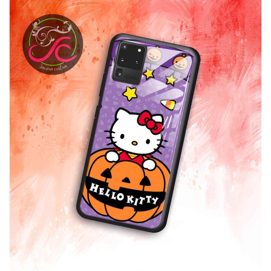 Lưng Ốp Điện Thoại Mặt Kính Hình Hello Kitty Cho Samsung J2prime G530prime A10 A20 A30 A20s A50 A50s A21s A01 A11 Jw1001