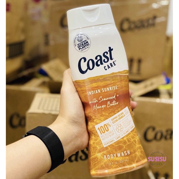 Gel tắm COAST Care Indian Sunrise / Pacific Surf | sữa tắm nam Coast 532ml Rong biển và bơ xoài,tảo lam dầu dừa