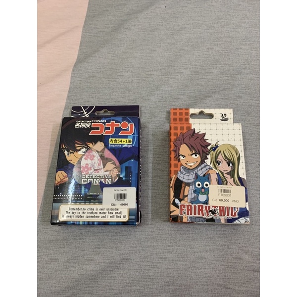 Bộ bài tây Conan/Fairy Tail (giá gốc 60k pass 40k/ mua combo 75k) hàng chưa qua sử dụng