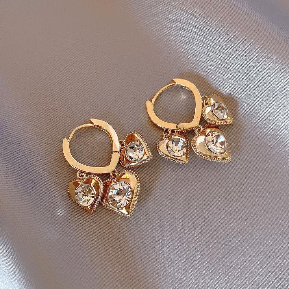 Bông Tai Dáng Dài Hình Trái Tim Thời Trang Cho Nữ