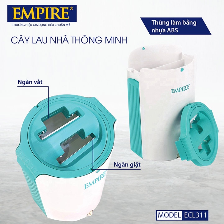 Cây Lau Nhà Empire ECL311 Bộ Lau Nhà Lớn Tự Vắt Thông Minh size 38cm COTANOW