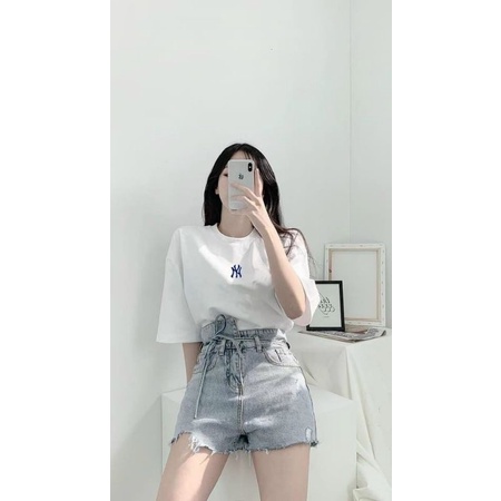 Áo Thun N.Y 2 Màu Đen Trắng - Áo Thun Tay Lỡ Form 40-65kg Nam Nữ