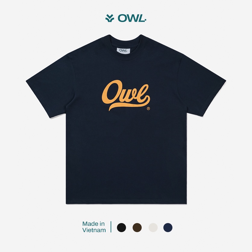 OWL BRAND® RETRO TEXT TEE - Áo thun in chữ cổ điển / Navy - OWL010322