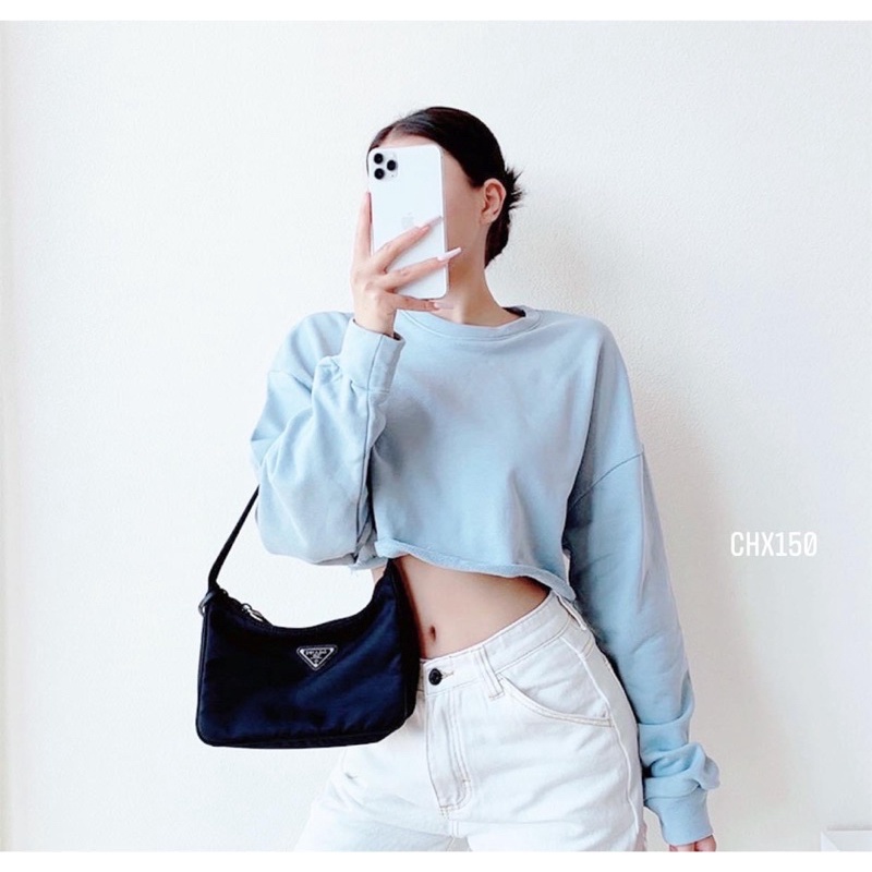 ÁO CROPTOP TRƠN TAY BO CỔ TRÒN