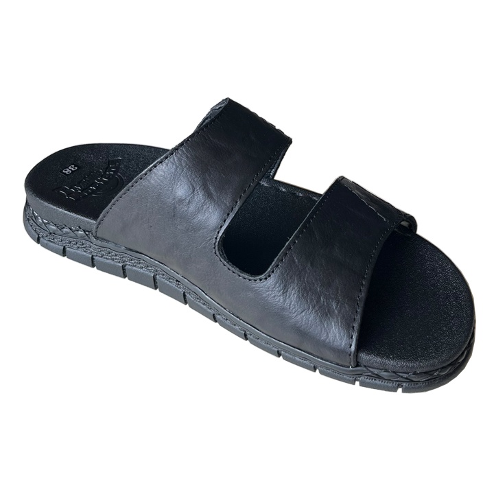 Dép Nam Đế cao 3cm da bò thật màu đen thời trang nam DNTH150