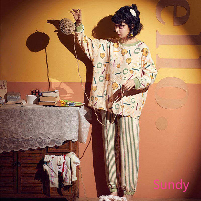 Bộ Đồ Ngủ Dài Tay Xinh Xắn Theo Phong Cách Mùa Thu Dành Cho Nữ | BigBuy360 - bigbuy360.vn