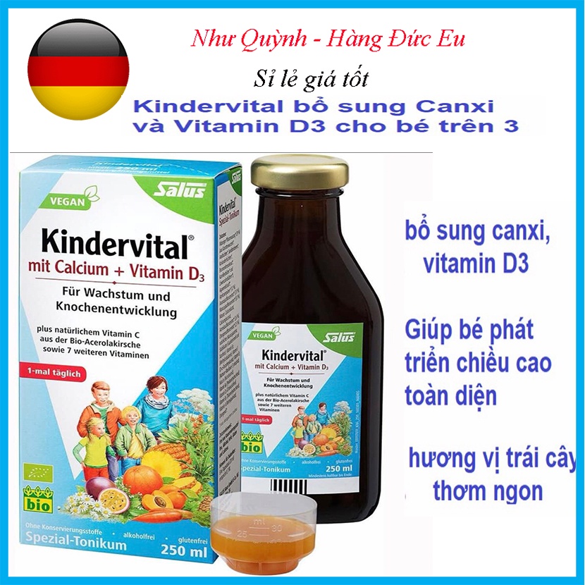 CANXI HỮU CƠ KINDERVITAL CHO BÉ 250ML  mẫu mới