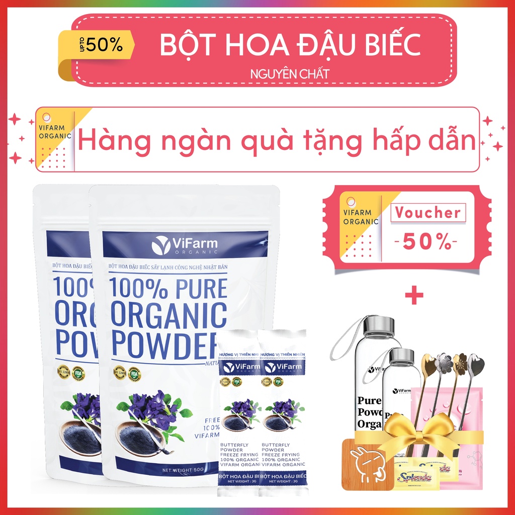 Bột Hoa Đậu Biếc Nguyên Chất 100% ViFarm 50Gram