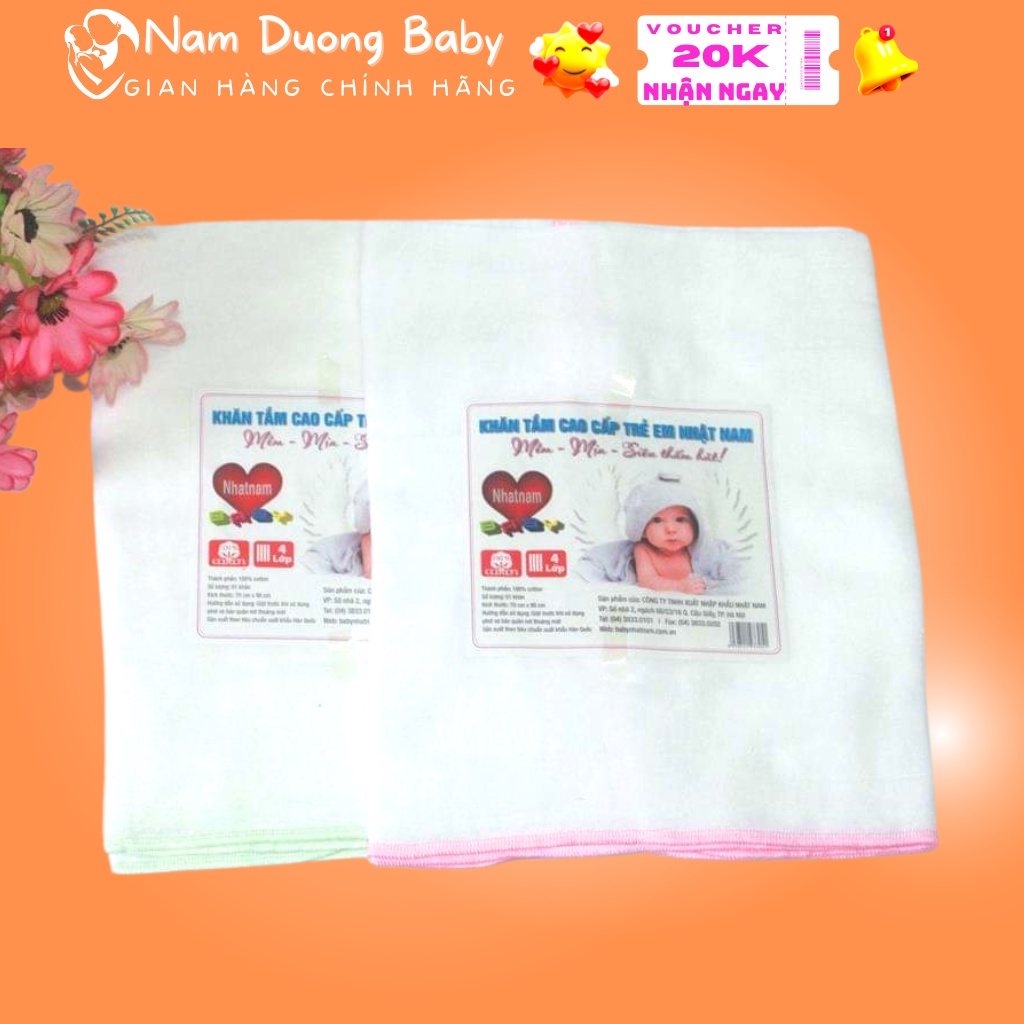 Khăn tắm Nhật Nam 4 lớp, 6 lớp ( 70*85cm) Thương Hiệu Nhật Nam, Khăn Cao Cấp