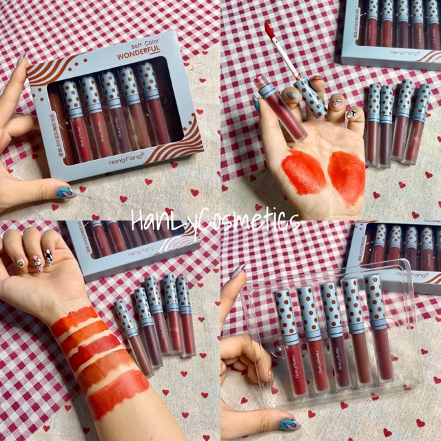 Set 5 cây son kem chấm bi HengFang