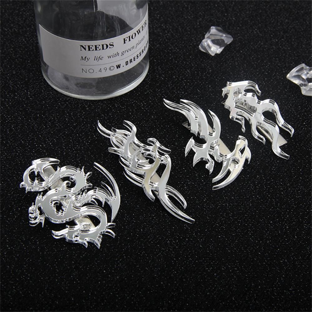 Kẹp tóc hình rồng/ mặt trời/ ngọn lửa bằng acrylic kim loại phong cách thời trang