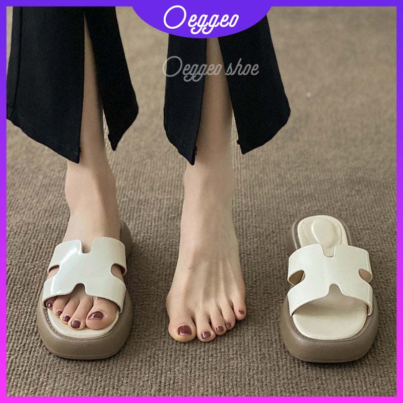 Oeggeo shop Dép Xỏ Ngón Đế Dày Hình Chữ H Mùa Hè Cho Nữ