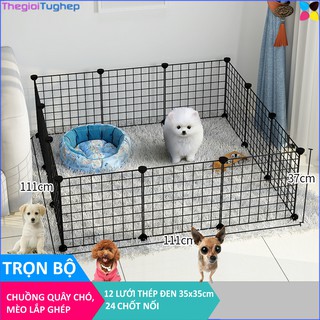 Bộ chuồng chó quây 12 tấm lưới thép 35x35cm (kèm 24 chốt)