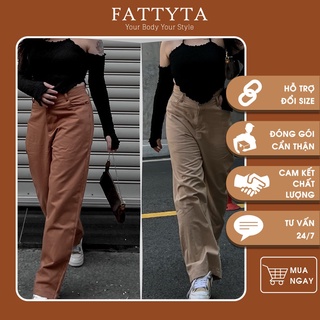 quần ống rộng nữ chất vải kaki BIGSIZE kiểu quần cạp cao FATTYTA