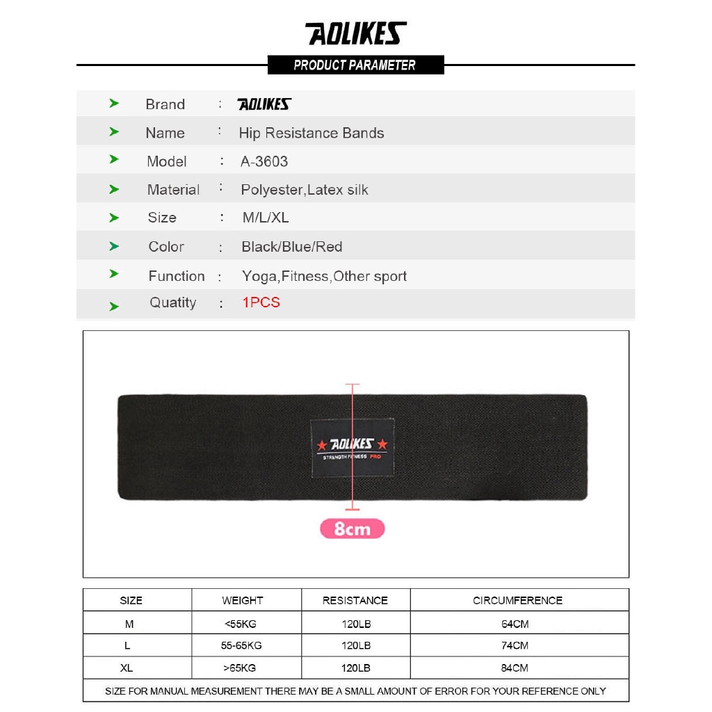 AOLIKES Đai kháng lực hình tròn chống trượt dùng tập thể hình cho chân và đùi