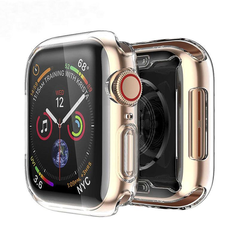 Xumu For Apple Watch Series 6 5 4 3 2 1 Full Soft TPU Silicone Case Transparent Screen Protector Cover With Film