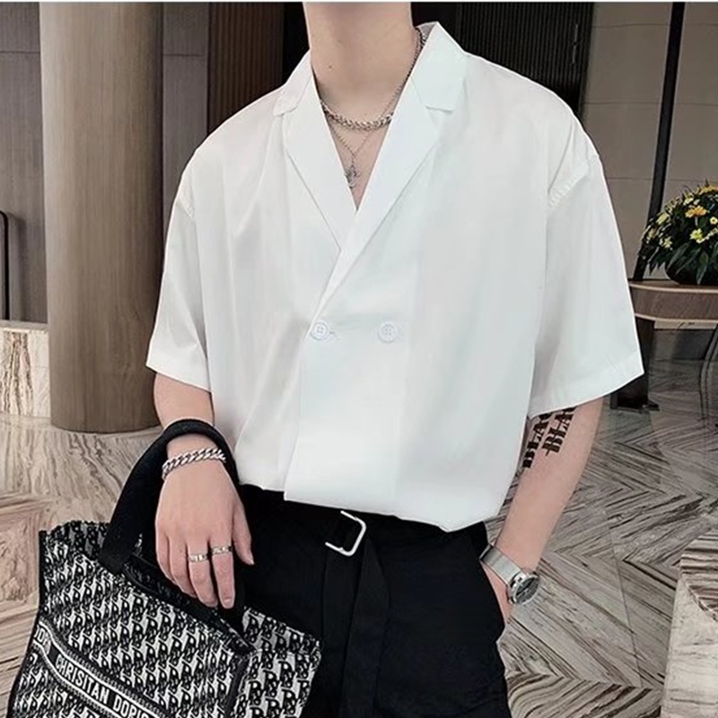 Áo Sơ Mi Tay Ngắn Dáng Rộng Phong Cách Hàn Quốc Thời Trang Cao Cấp Cho Nam Size M-2XL